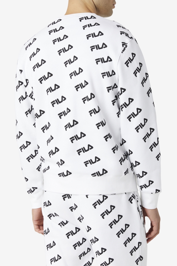 White-Black Diagonal Logo Crew Fila