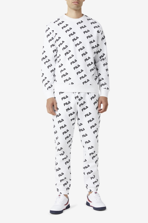 White-Black Diagonal Logo Crew Fila
