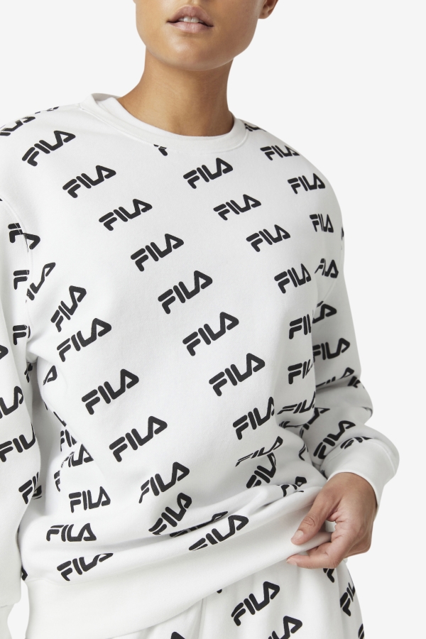 White-Black Diagonal Logo Crew Fila