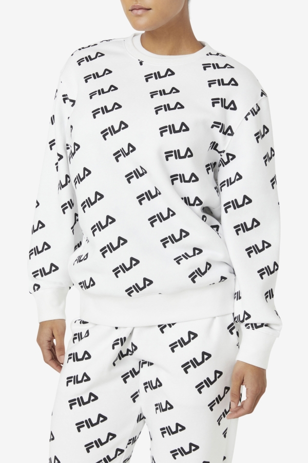 White-Black Diagonal Logo Crew Fila