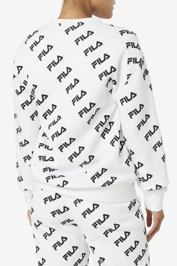 White-Black Diagonal Logo Crew Fila