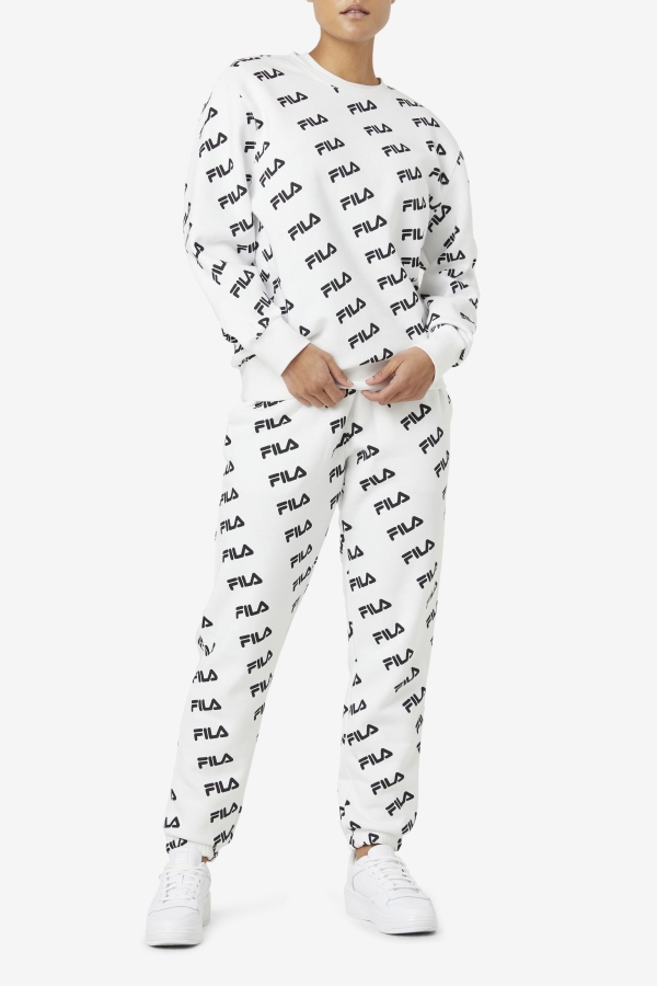 White-Black Diagonal Logo Crew Fila