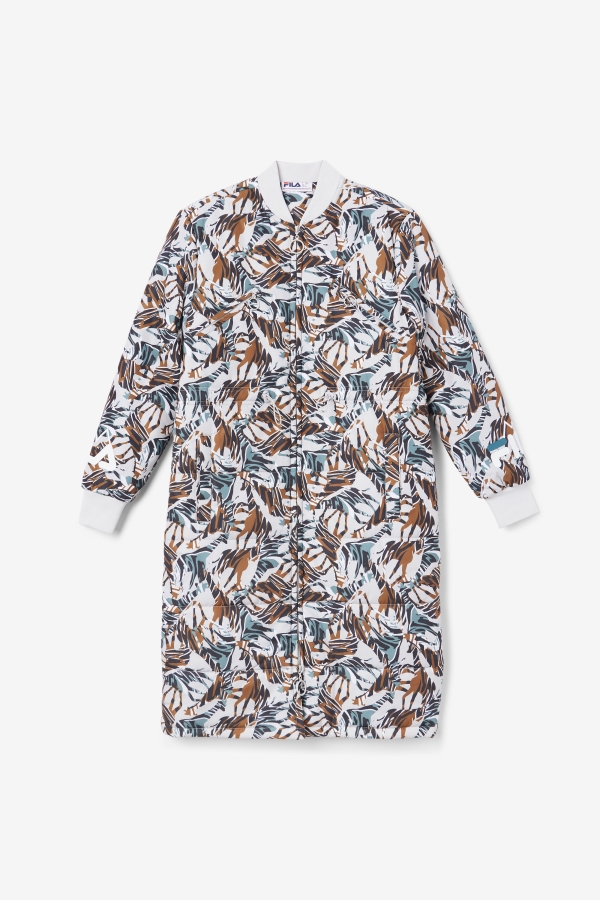 Fila Giraffe Print Paulana Giraffe Print Long Puffer Coat