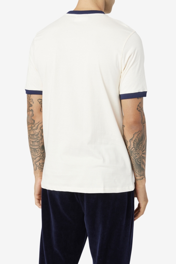 White-Peacoat Fila Marconi Ringer Tee
