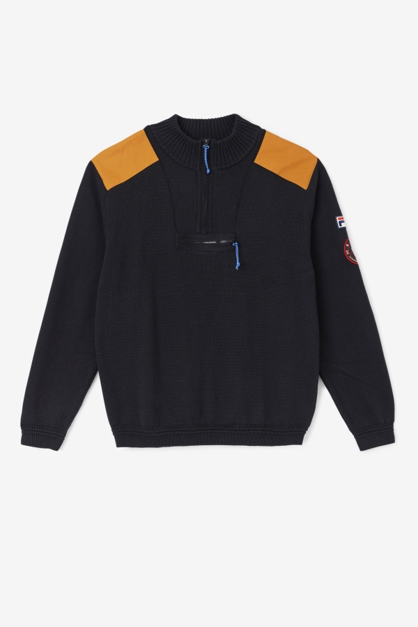 Black-Adobe Merkle 1-4 Zip Sweater Fila