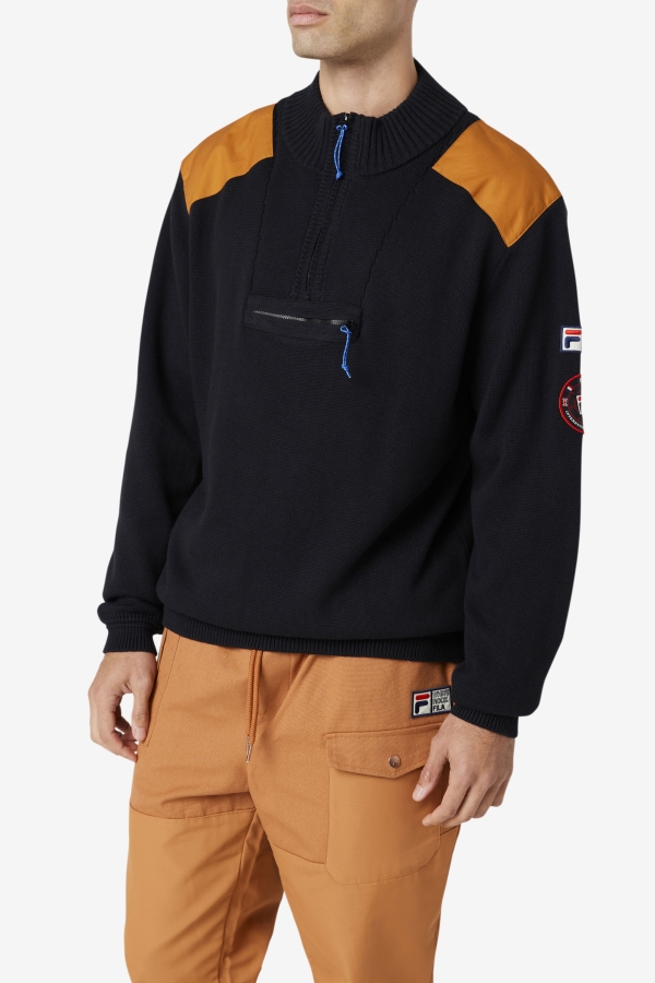 Black-Adobe Merkle 1-4 Zip Sweater Fila