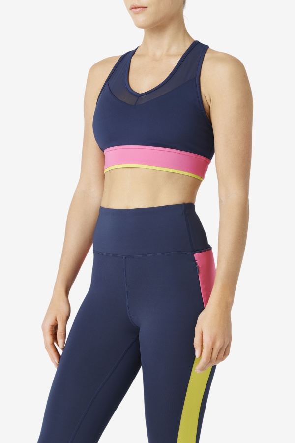 Uplift Racerback Bra Top Navy-Azalea-Sulphur Fila