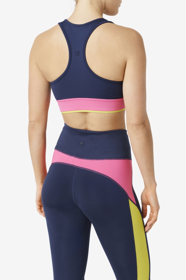 Uplift Racerback Bra Top Navy-Azalea-Sulphur Fila