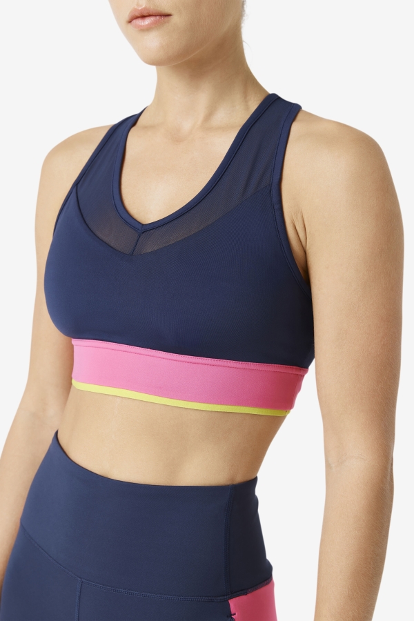 Uplift Racerback Bra Top Navy-Azalea-Sulphur Fila