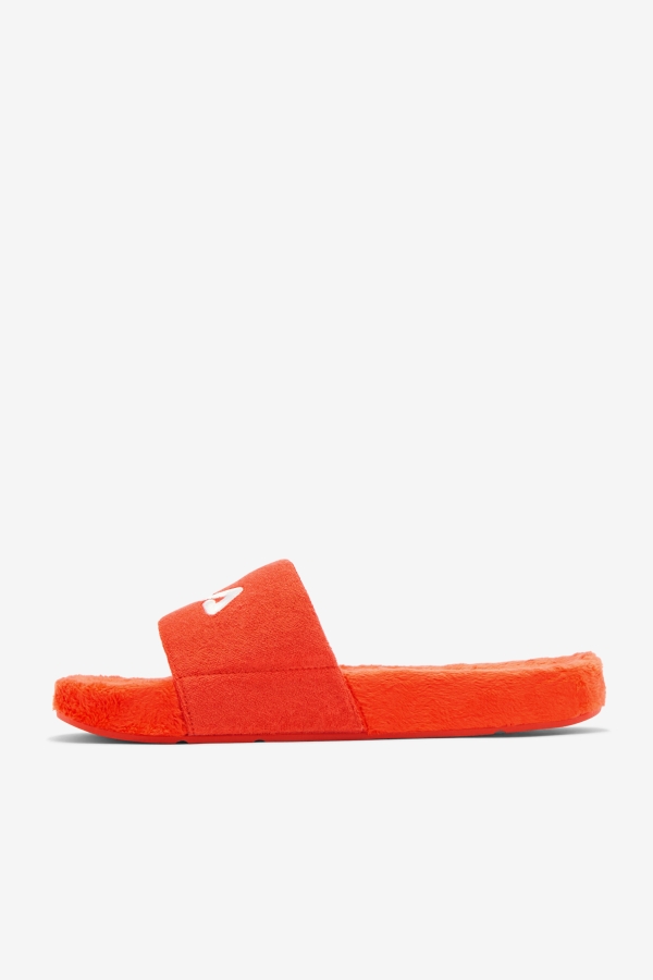 Cherry Tomato-Bayou-White Fila Terry Drifter Slide