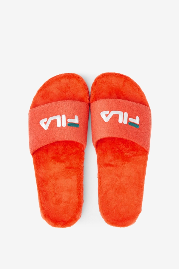 Cherry Tomato-Bayou-White Fila Terry Drifter Slide