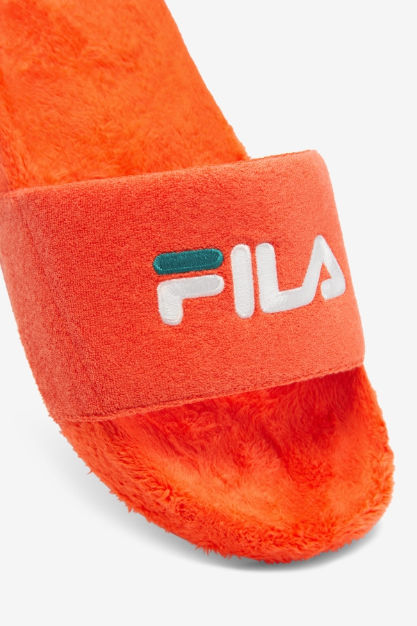 Cherry Tomato-Bayou-White Fila Terry Drifter Slide