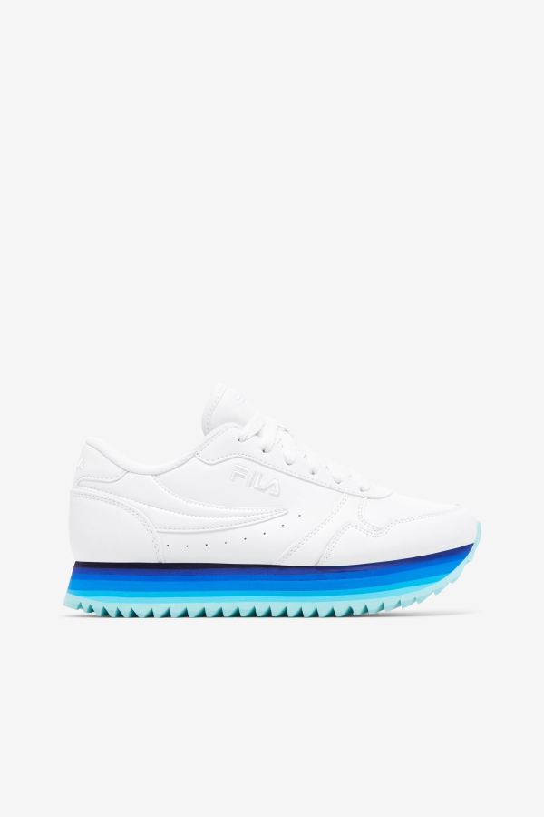 White-Navy-Aruba Blue Women's Orbit Stripe Fila