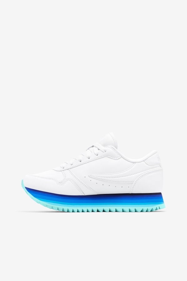 White-Navy-Aruba Blue Women\'s Orbit Stripe Fila