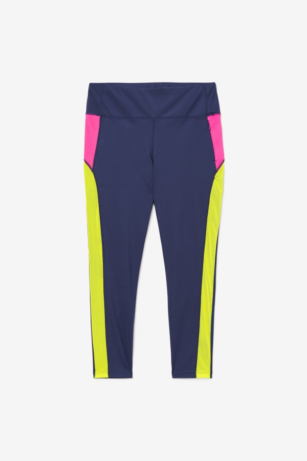 Navy-Bright Pink-Sulphur Forza Contrast 7-8 Leggings Fila
