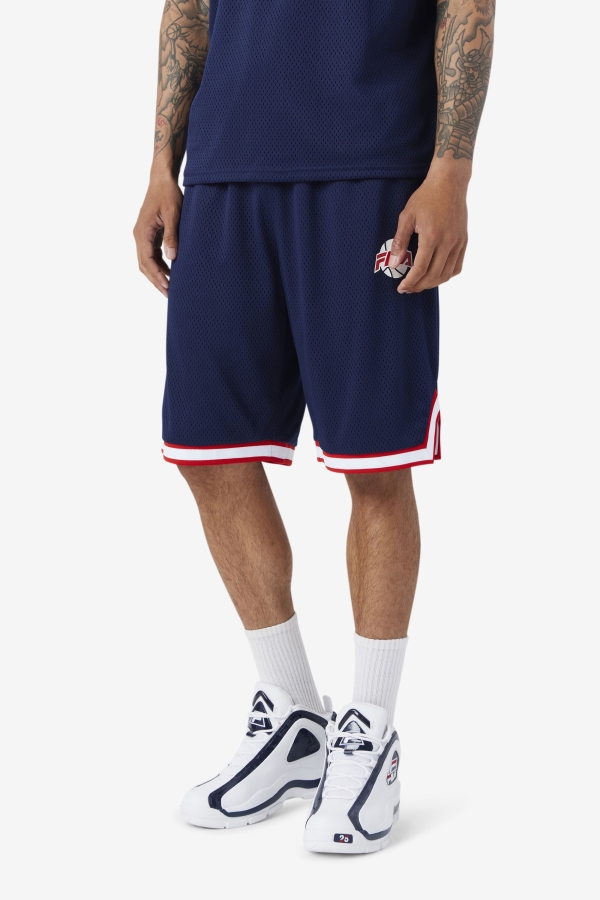 Navy-Red-White Fila Ovi Basketball Short