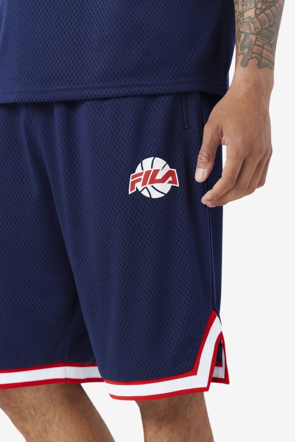 Navy-Red-White Fila Ovi Basketball Short