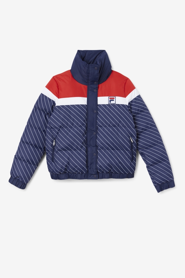 Lottie Puffer Jacket Navy-White-Red Fila