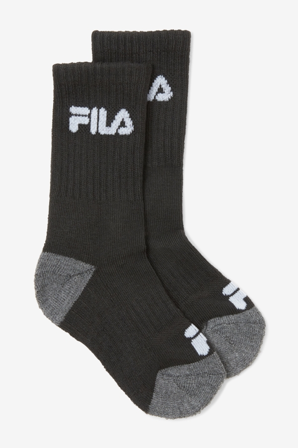 Black Fila Kids' Cushioned Crew Sock 6-Pack