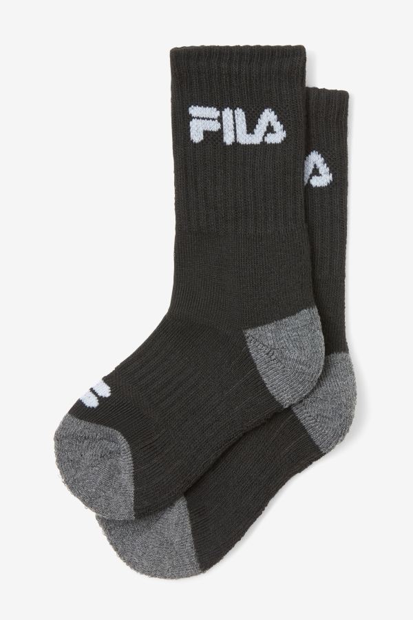 Black Fila Kids\' Cushioned Crew Sock 6-Pack