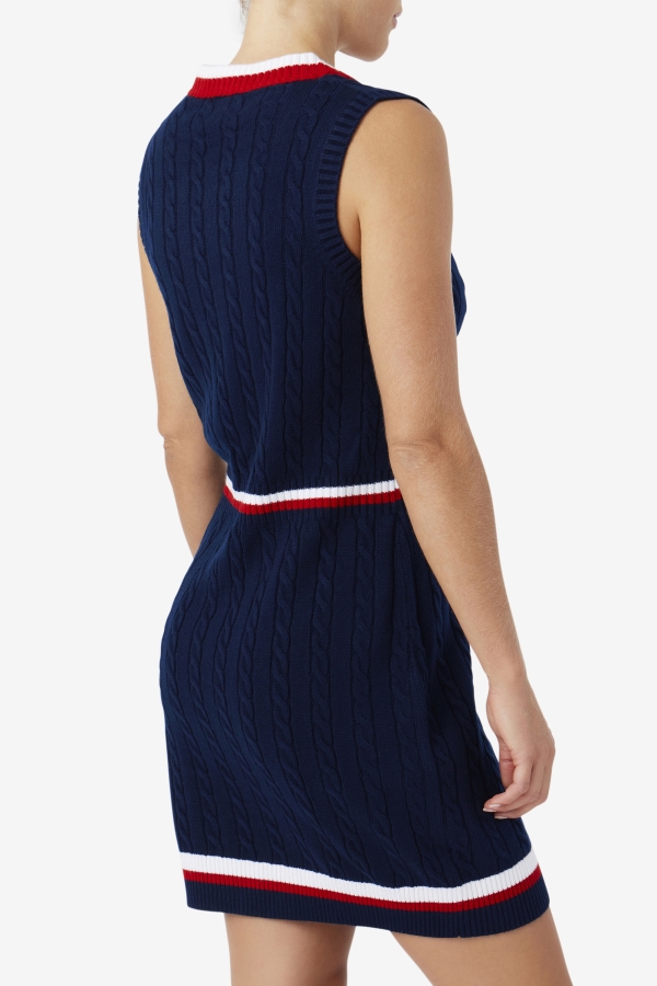 Fila Darian Sweater Knit Dress Navy-Red-White