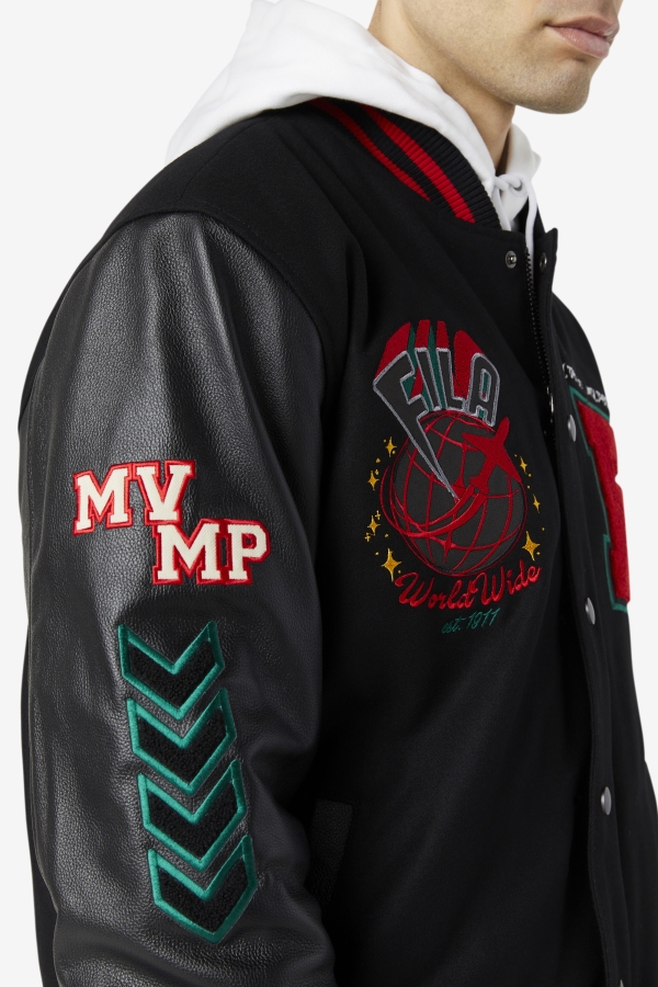Fila Raddix Varsity Jacket Black-Red-Green