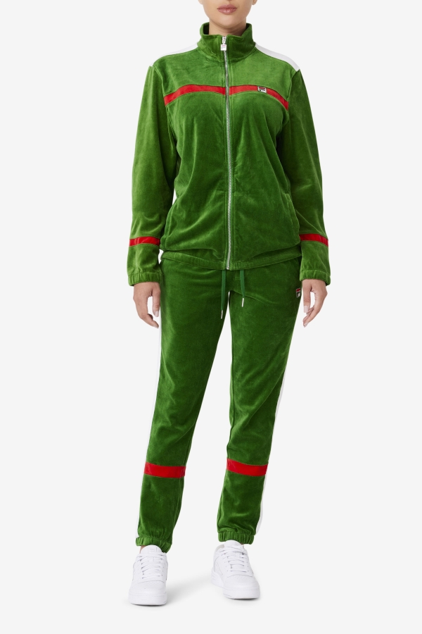 Formal Garden-White-Red Ravid Velour Pant Fila