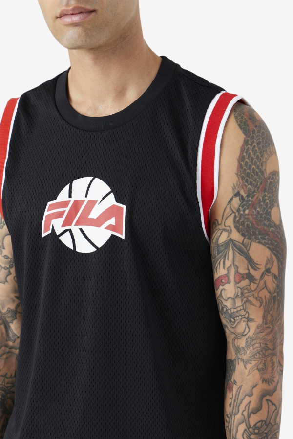 Black-Red-White Fila Ovi Basketball Jersey