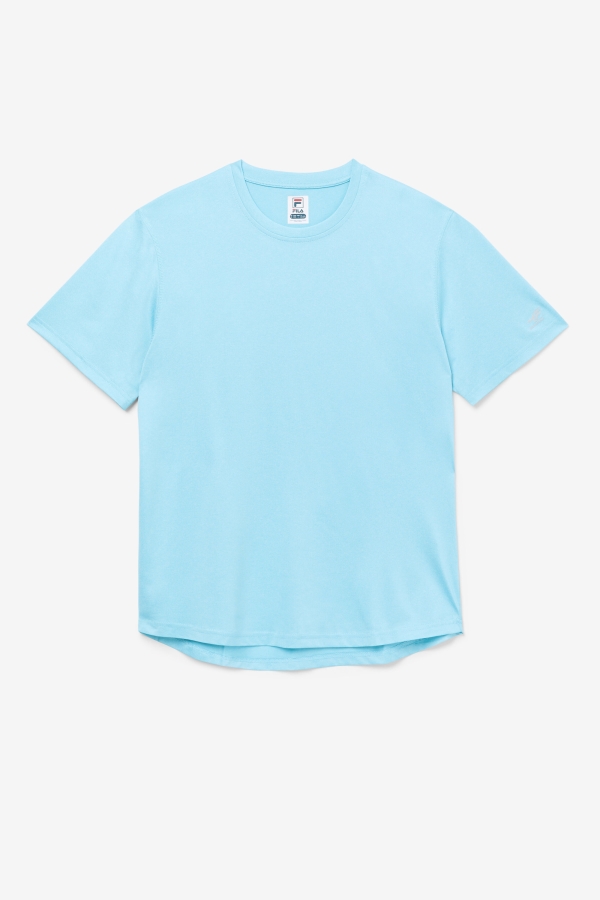 Blue Fish Heather Fila Pickleball Scallop Hem Crew