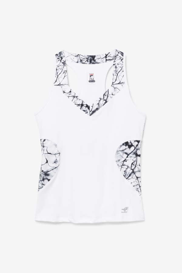 Fila Pickleball Halter Tank Marble Print-White