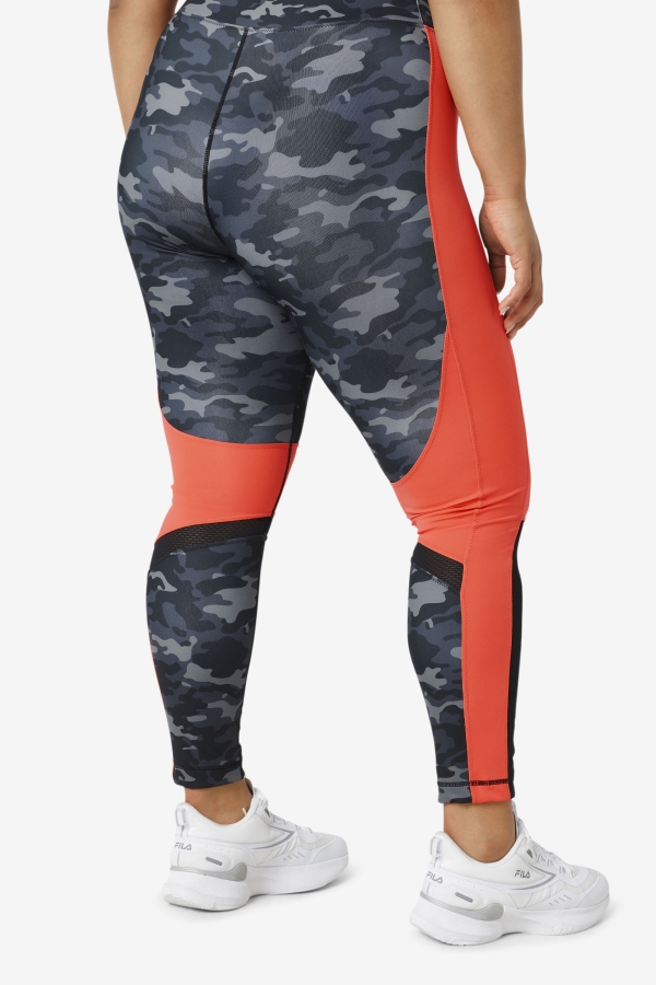 Forza Color Blocked Legging Fila Dark Camo-Hot Coral-Black