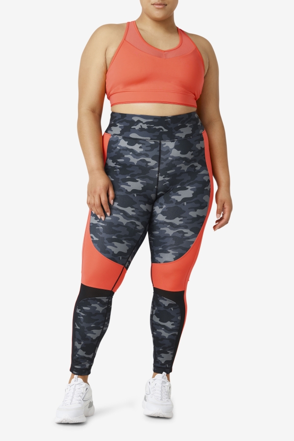 Forza Color Blocked Legging Fila Dark Camo-Hot Coral-Black
