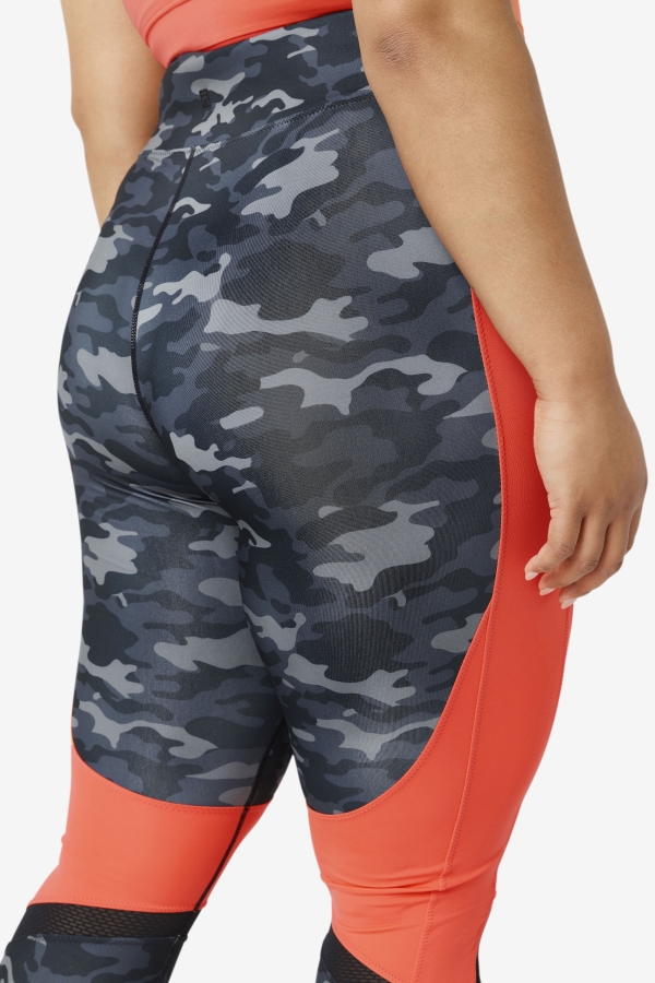 Forza Color Blocked Legging Fila Dark Camo-Hot Coral-Black