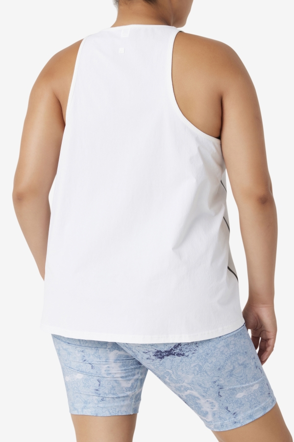 White-White Heather-Black Fila Fi-Lux Loose Tank Top