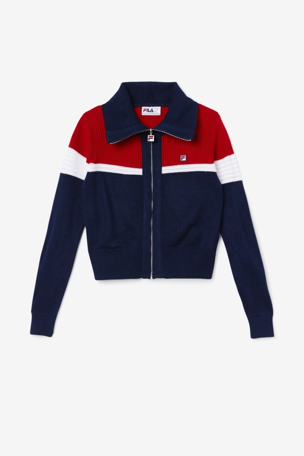 Navy-Red-White Fila Jill Cardigan