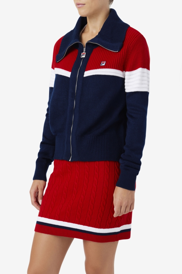 Navy-Red-White Fila Jill Cardigan