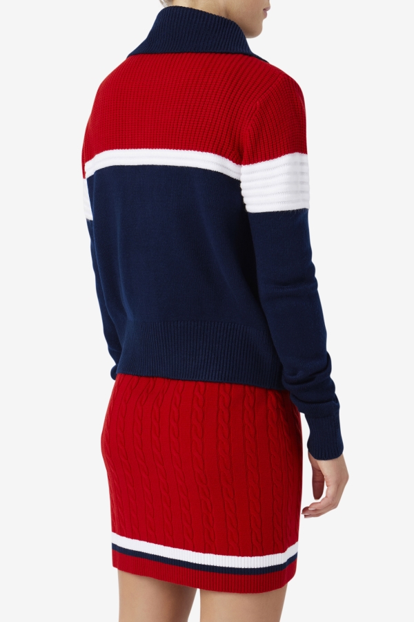 Navy-Red-White Fila Jill Cardigan
