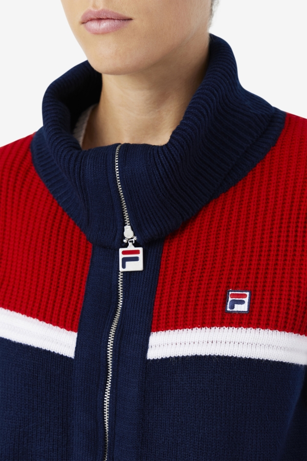 Navy-Red-White Fila Jill Cardigan
