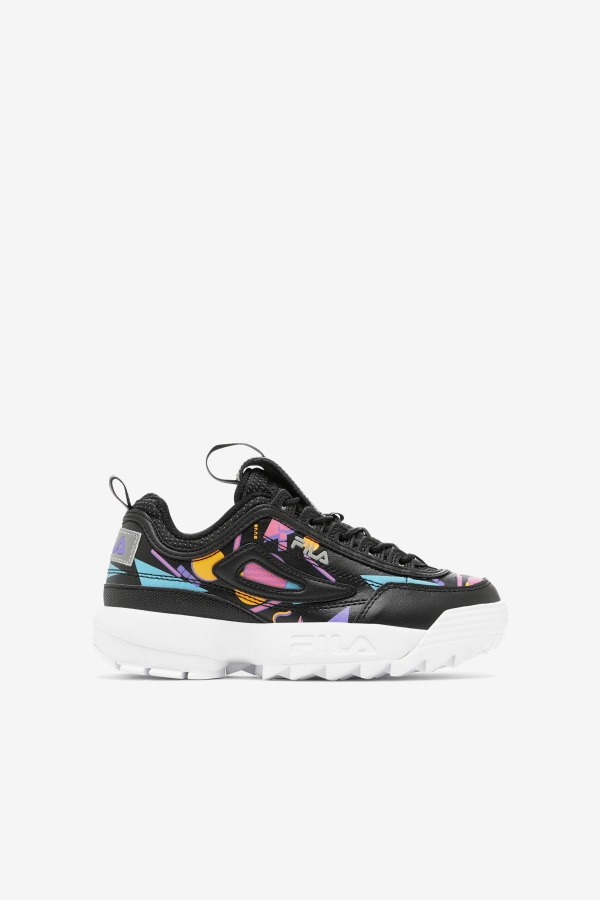 Black-Bubblegum-White Fila Little Kids' Disruptor 2 Premium