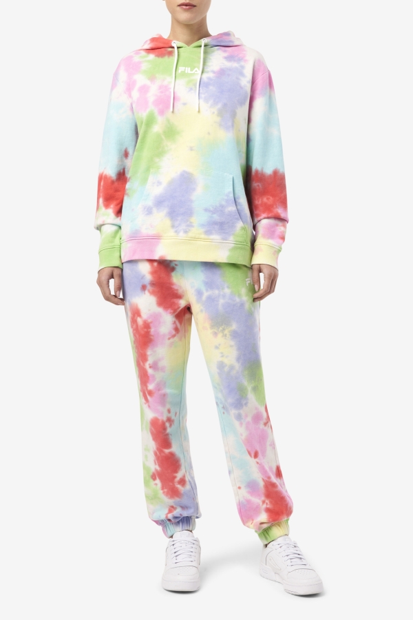 Aerolynn Tie Dye Hoodie Fila Green-White-Periwinkle-Red