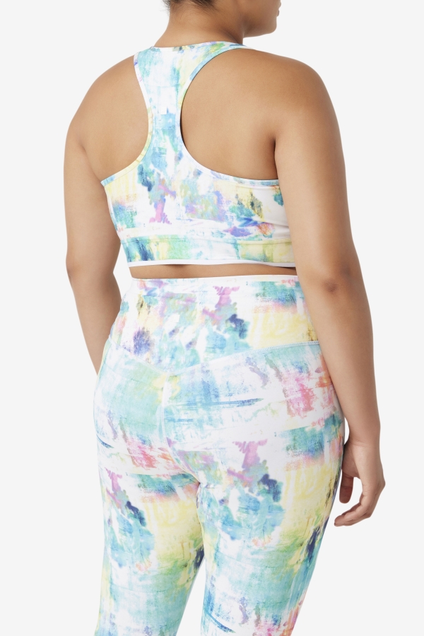 Tie Dye-Black-White Uplift Racerback Bra Top Fila