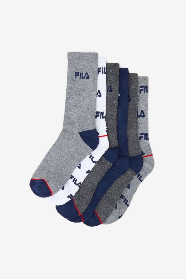 Ltgreyhth Kids\' Crew Sock 6-Pack Fila
