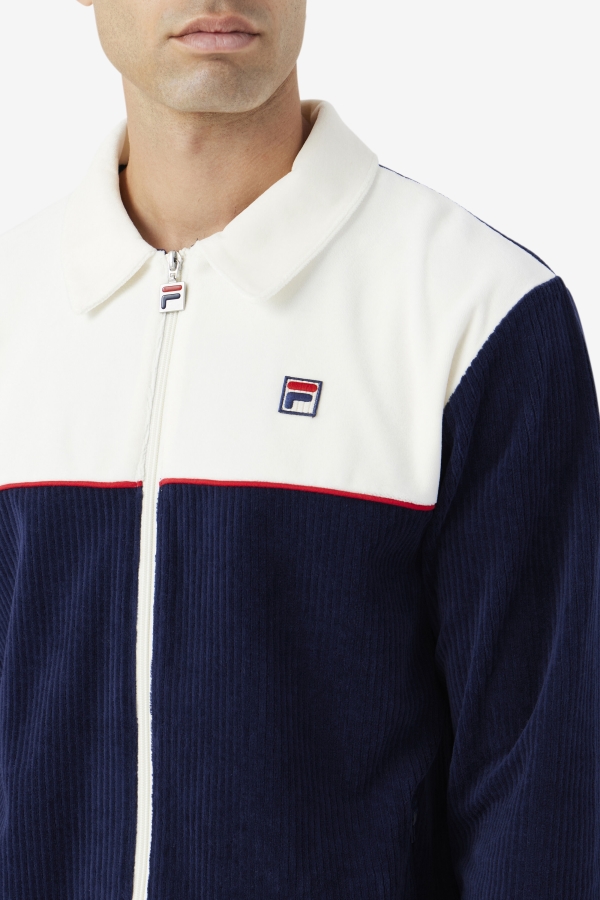 Fila Gerard Velour Jacket Navy-Egret-Red