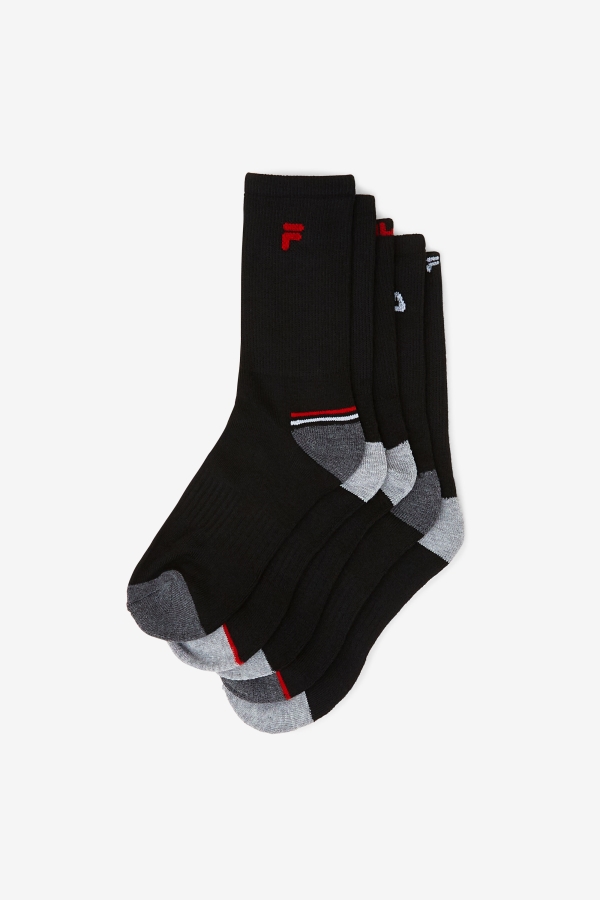 Kids\' Crew Sock 6-Pack Black Fila