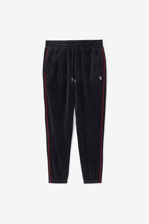 Fila Deverall Velour Pant Black-Red-Forest Green