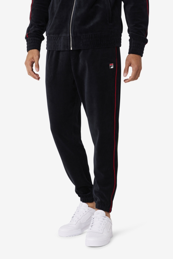 Fila Deverall Velour Pant Black-Red-Forest Green
