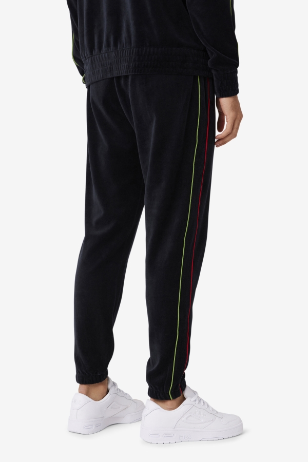 Fila Deverall Velour Pant Black-Red-Forest Green