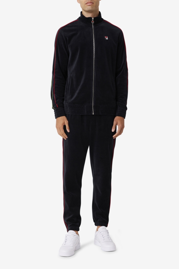 Fila Deverall Velour Pant Black-Red-Forest Green