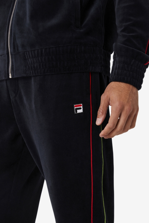 Fila Deverall Velour Pant Black-Red-Forest Green