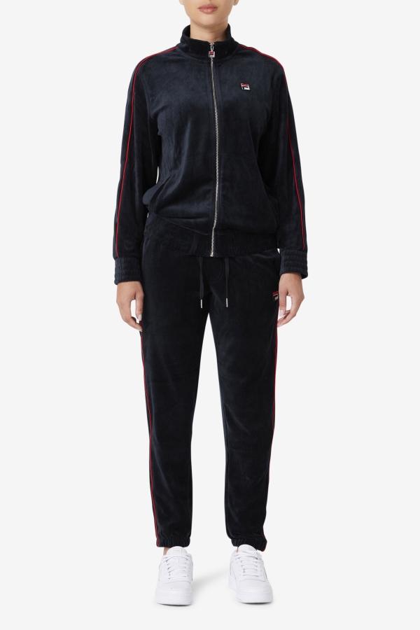 Fila Deverall Velour Pant Black-Red-Forest Green